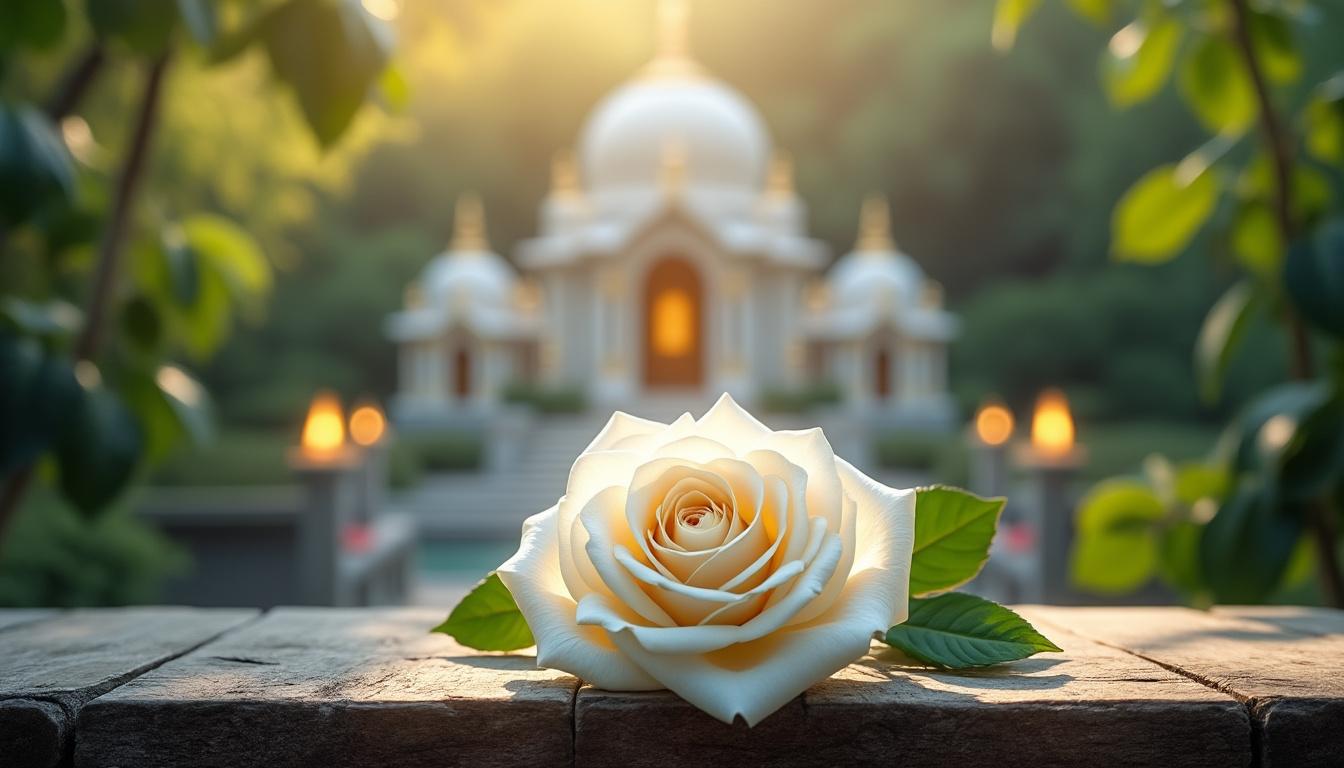 découvrez la signification profonde et le symbolisme de la rose blanche dans la tradition, représentant pureté, paix et sentiments sincères à travers les âges.